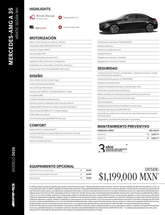 Catálogo Mercedes-Benz | Mercedes AMG A 35 4MATIC Sedan MH | 2026-07-06T00:00:00.000Z - 2026-07-20T00:00:00.000Z