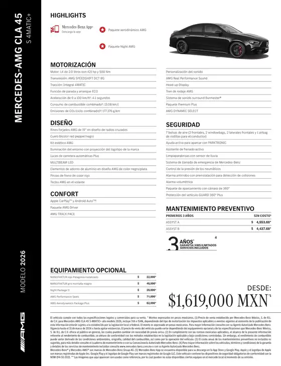 Catálogo Mercedes-Benz | Mercedes AMG CLA 45 S 4MATIC | 2026-04-01T00:00:00.000Z - 2026-12-31T00:00:00.000Z