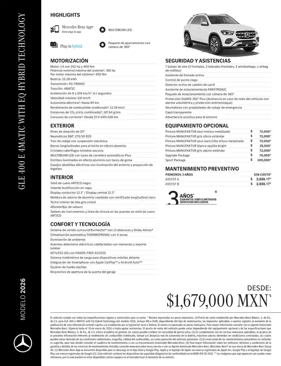 Catálogo Mercedes-Benz en Ciudad de México | GLE 400 e 4MATIC with EQ Hybrid Technology | 2026-07-06T00:00:00.000Z - 2026-07-20T00:00:00.000Z
