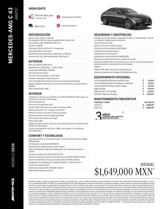 Catálogo Mercedes-Benz | Mercedes AMG C 43 4MATIC | 2026-03-18T00:00:00.000Z - 2026-08-31T00:00:00.000Z