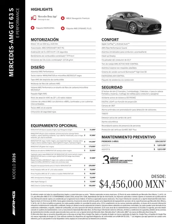 Catálogo Mercedes-Benz en Ciudad de México | Mercedes AMG GT 63 S E PERFORMANCE | 2026-07-06T00:00:00.000Z - 2026-07-20T00:00:00.000Z