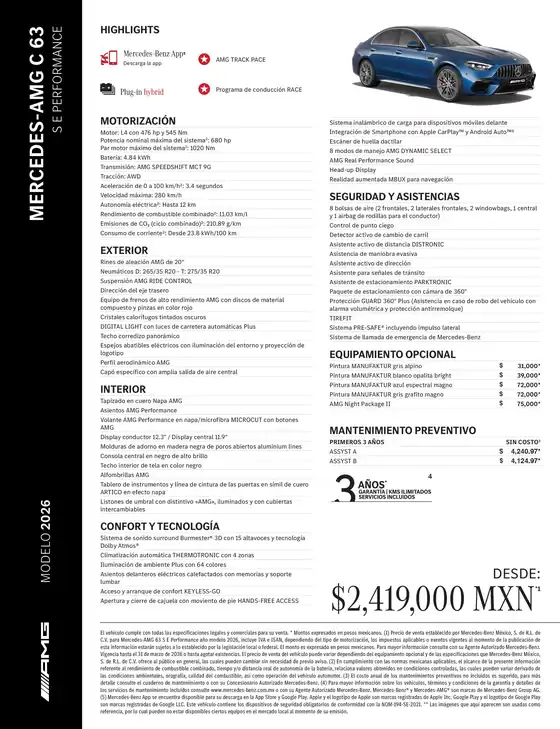 Catálogo Mercedes-Benz en Ciudad de México | Mercedes AMG C 63 S E Performance | 2026-01-01T00:00:00.000Z - 2026-12-31T00:00:00.000Z