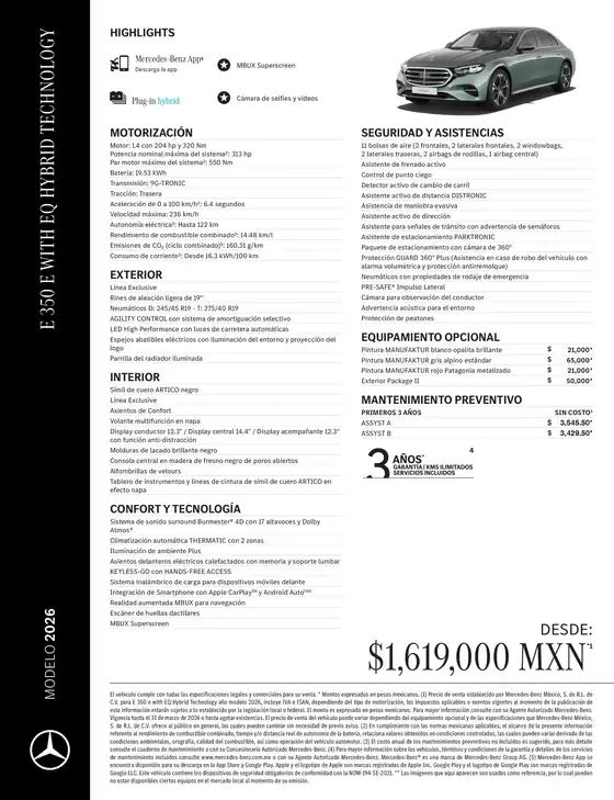 Catálogo Mercedes-Benz en Ciudad de México | E 350 With EQ Hybrid Technology | 2026-07-06T00:00:00.000Z - 2026-07-20T00:00:00.000Z