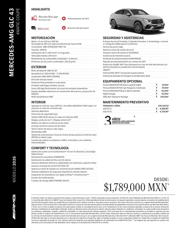Catálogo Mercedes-Benz en Ciudad de México | Mercedes AMG GLC 43 4MATIC Coupe | 2026-07-06T00:00:00.000Z - 2026-07-20T00:00:00.000Z