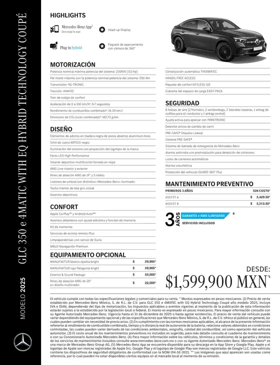 Catálogo Mercedes-Benz en Ciudad de México | GLC 350 e 4MATIC EQ HYBRID Coupe | 2026-07-06T00:00:00.000Z - 2026-07-20T00:00:00.000Z