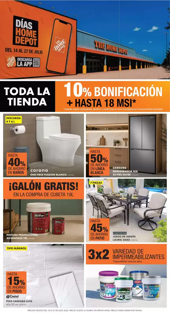Catálogo The Home Depot | Ofertas The Home Depot | 2026-07-14T00:00:00.000Z - 2026-07-27T00:00:00.000Z