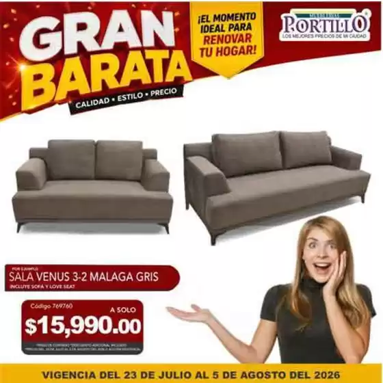 Catálogo Mueblerías Portillo | Ofertas para cazadores de gangas | 2026-07-23T00:00:00.000Z - 2026-08-05T00:00:00.000Z