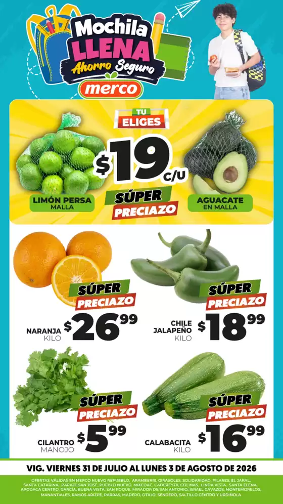 Catálogo Merco en Jardines de la Silla | Frutas y Verduras 31 de Julio al 3 Agosto | 2026-07-31T00:00:00.000Z - 2026-08-03T00:00:00.000Z