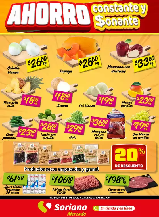 Catálogo Soriana Mercado | Ofertas y gangas exclusivas | 2026-07-31T00:00:00.000Z - 2026-08-03T00:00:00.000Z