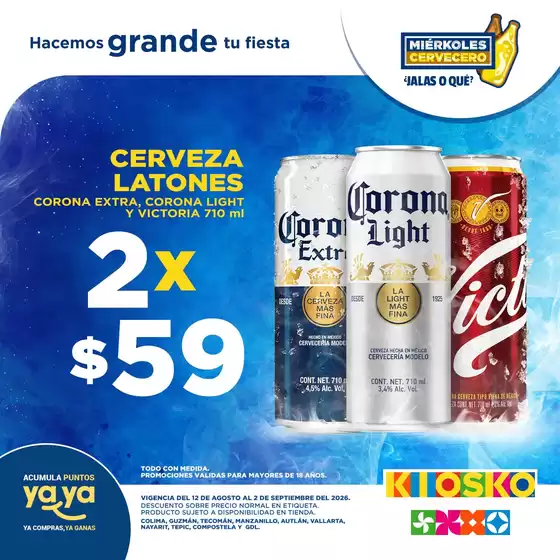 Catálogo Kiosko en San Andrés Cholula | Miércoles Cervecero | 2026-08-12T00:00:00.000Z - 2026-09-02T00:00:00.000Z