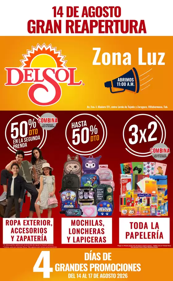 Catálogo Del Sol | 4 Días de Grandes Promociones en Tienda Del Sol Villahermosa | 2026-08-13T00:00:00.000Z - 2026-08-17T00:00:00.000Z
