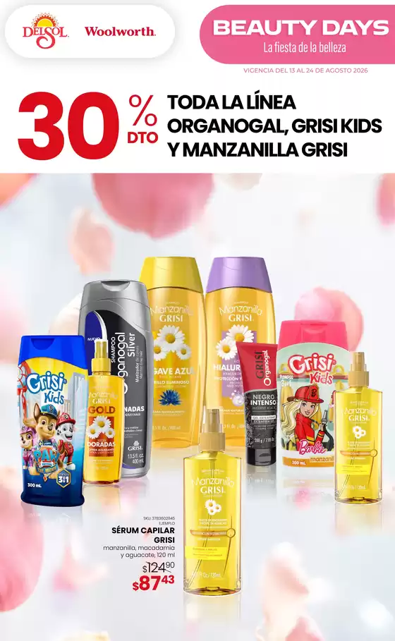 Catálogo Del Sol | La Fiesta de la Belleza en Tiendas Del Sol y Woolworth - Pasillo Grisi | 2026-08-13T00:00:00.000Z - 2026-08-24T00:00:00.000Z