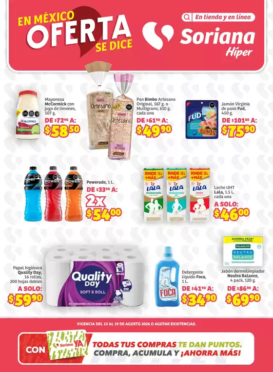 Catálogo Soriana Híper en Pachuquilla | Gran variedad de ofertas | 2026-08-13T00:00:00.000Z - 2026-08-19T00:00:00.000Z