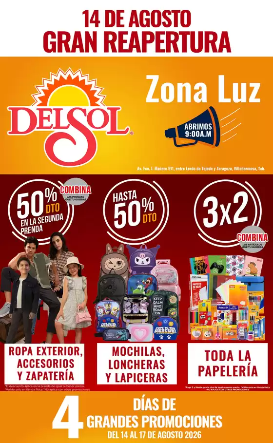 Catálogo Del Sol | 4 Días de Grandes Promociones en Tienda Del Sol Villahermosa | 2026-08-13T00:00:00.000Z - 2026-08-17T00:00:00.000Z