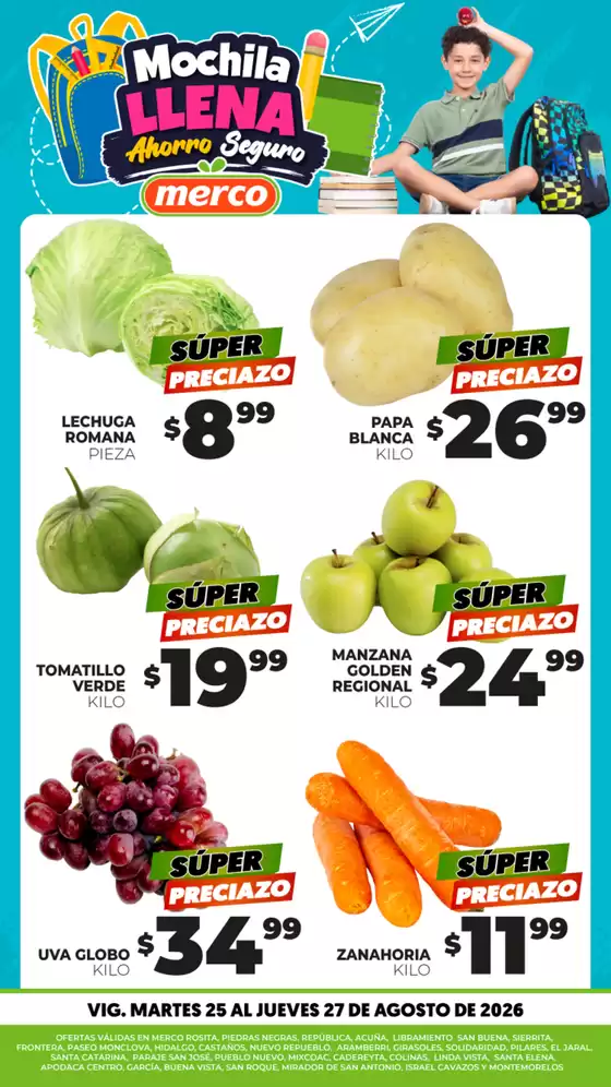 Catálogo Merco | Frutas y Verduras 25 al 27 de Agosto | 2026-08-25T00:00:00.000Z - 2026-08-27T00:00:00.000Z