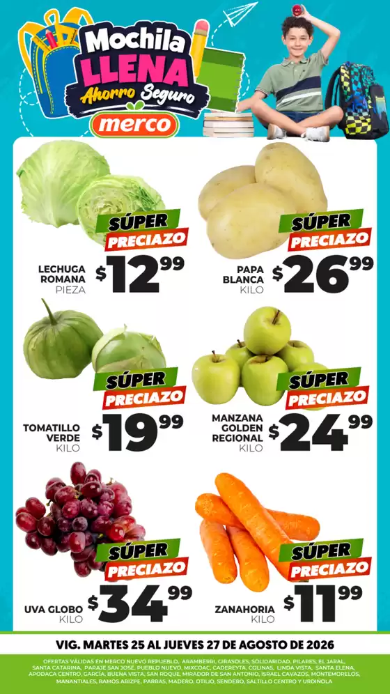 Catálogo Merco en General Escobedo | Frutas y Verduras 25 al 27 de Agosto | 2026-08-25T00:00:00.000Z - 2026-08-27T00:00:00.000Z