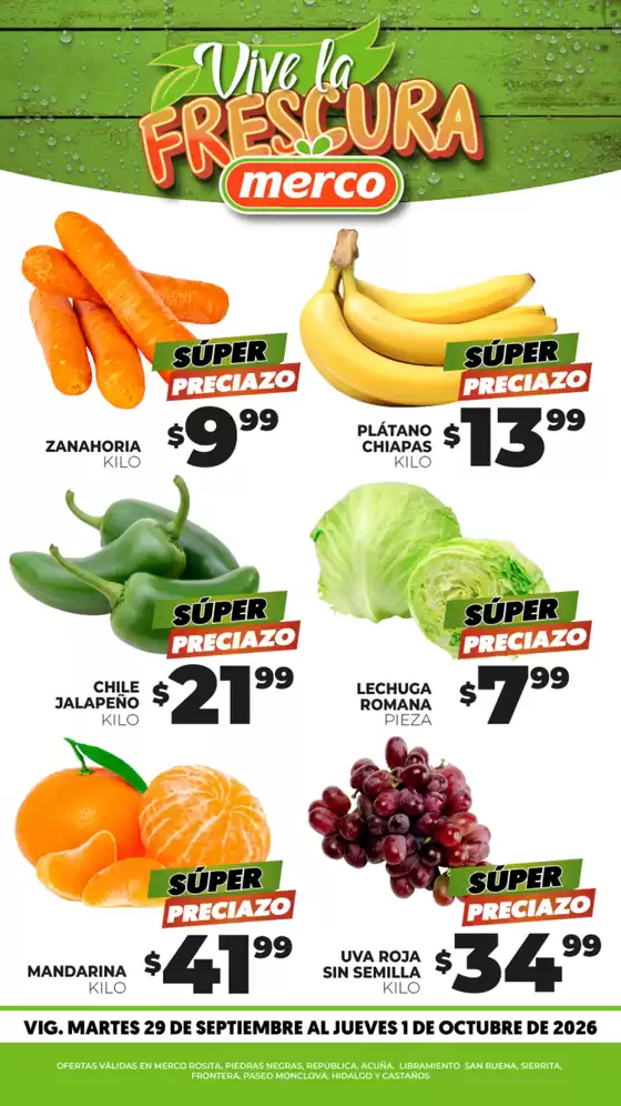 Catálogo Merco | Frutas y verduras 29 septiembre al 1 Octubre | 2026-09-29T00:00:00.000Z - 2026-10-01T00:00:00.000Z