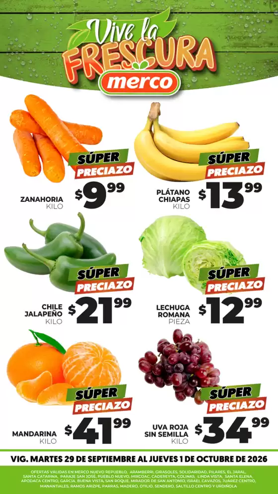 Catálogo Merco en Santa Catarina (Nuevo León) | Frutas y verduras 29 septiembre al 1 Octubre | 2026-09-29T00:00:00.000Z - 2026-10-01T00:00:00.000Z