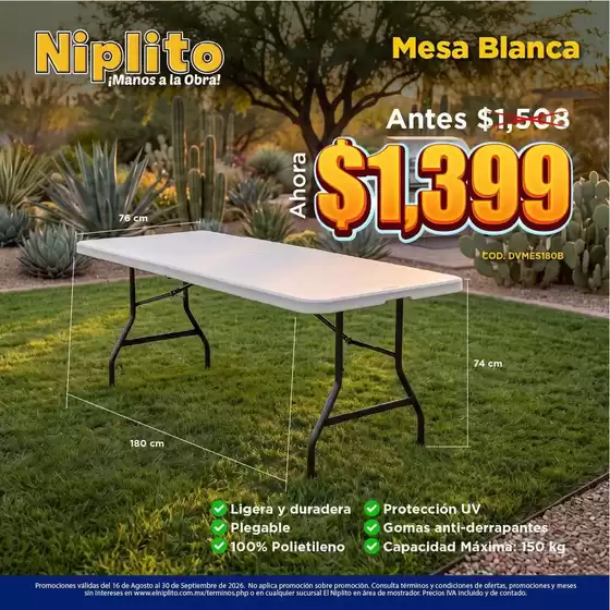 Catálogo Niplito | Ofertas especiales para ti | 2026-08-16T00:00:00.000Z - 2026-09-30T00:00:00.000Z