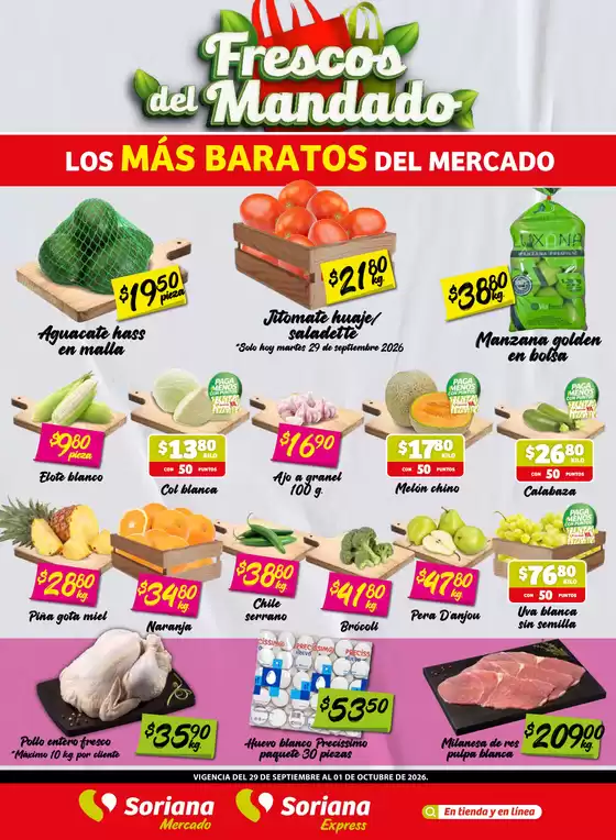 Catálogo Soriana Mercado en Cuauhtémoc (Colima) | Ofertas principales y descuentos | 2026-09-29T00:00:00.000Z - 2026-10-01T00:00:00.000Z