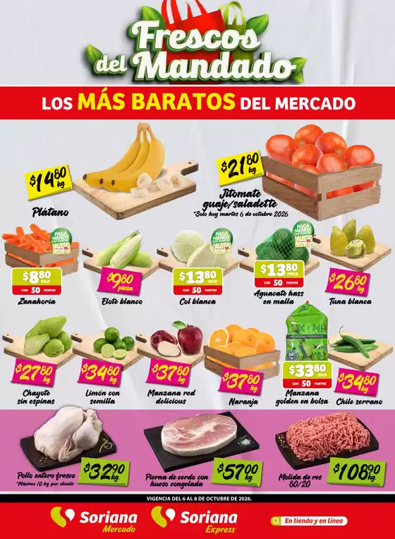Catálogo Soriana Express en Cuilápam de Guerrero | Frescos del Mandado Mercado Coah Chih y Dur excepto Torreón y Saltillo | 2026-10-08T00:00:00.000Z - 2026-10-08T00:00:00.000Z