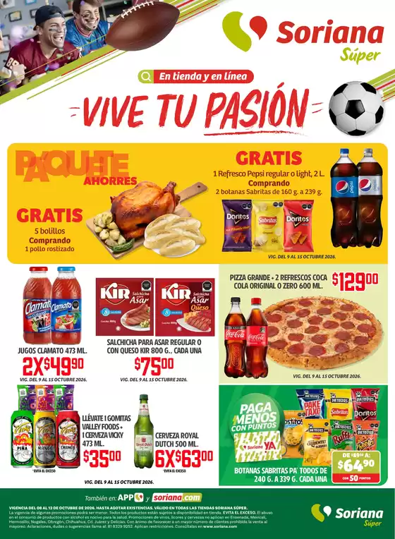 Catálogo Soriana Súper en San Antonio la Isla | Vive tu pasión Soriana Super | 2026-10-08T00:00:00.000Z - 2026-10-12T00:00:00.000Z