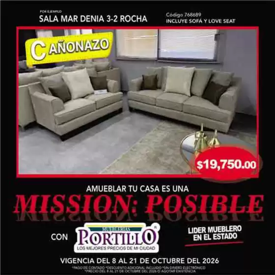Catálogo Mueblerías Portillo en Cuajimalpa de Morelos | Ofertas principales para todos los cazadores de gangas | 2026-10-08T00:00:00.000Z - 2026-10-21T00:00:00.000Z