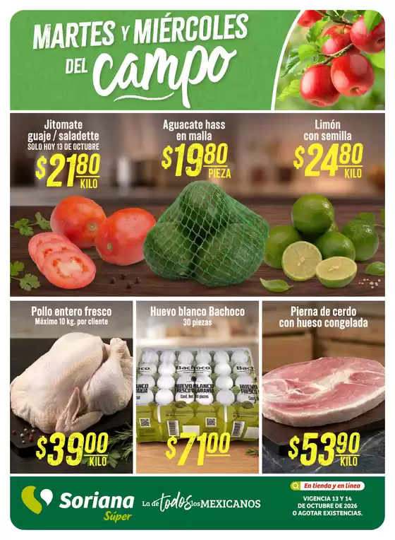 Catálogo Soriana Súper | Martes y Miércoles del Campo Súper Ver Tab Chis Camp Yuc y Q. Roo | 2026-10-14T00:00:00.000Z - 2026-10-14T00:00:00.000Z