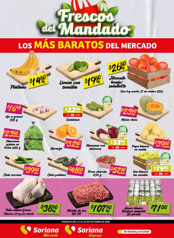 Catálogo Soriana Express en Cunduacán | Frescos del Mandado Mercado Nuevo León | 2026-10-28T00:00:00.000Z - 2026-10-29T00:00:00.000Z